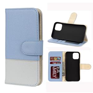 huismerk Voor iPhone 12 mini Splicing Color Horizontale Flip Lederen case met Holder & Photo Frame & Card Slots & Wallet(Lichtblauw)