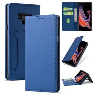 huismerk Voor Samsung Galaxy Note9 Strong Magnetism Liquid Feel Horizontal Flip Leather Case met Holder & Card Slots & Wallet(Blue)