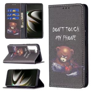 huismerk Voor Samsung Galaxy S22 5G Gekleurde Tekening Patroon Onzichtbare Magnetische Horizontale Flip Phone Lederen Case met Houder & Card Slots & Wallet (Be