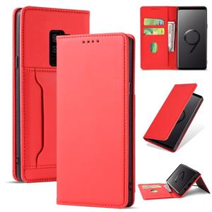 huismerk Voor Samsung Galaxy S9 Strong Magnetism Liquid Feel Horizontal Flip Leather Case met Holder & Card Slots & Wallet(Red)