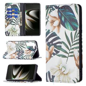 huismerk Voor Samsung Galaxy S22 5G Gekleurde Tekening Patroon Onzichtbare Magnetische Horizontale Flip Phone Lederen Case met Houder & Card Slots & Portemonne