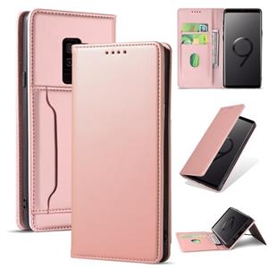 huismerk Voor Samsung Galaxy S9 Strong Magnetism Liquid Feel Horizontal Flip Leather Case met Holder & Card Slots & Wallet(Rose Gold)