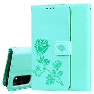 huismerk Voor Galaxy S20 Rose Embossed Horizontale Flip PU Lederen Case met Holder & Card Slots & Wallet(Groen)