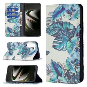 huismerk Voor Samsung Galaxy S22 5G Gekleurde Tekening Patroon Onzichtbare Magnetische Horizontale Flip Telefoon Lederen Case met Houder & Card Slots & Portemo