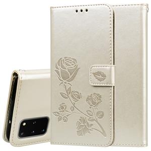 huismerk Voor Galaxy S20 Plus Rose Rose Embossed Horizontal Flip PU Leather Case met Holder & Card Slots & Wallet(Gold)