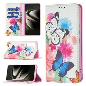 huismerk Voor Samsung Galaxy S22 5G Gekleurde Tekening Patroon Onzichtbare Magnetische Horizontale Flip Phone Lederen Case met Houder & Card Slots & Portemonne