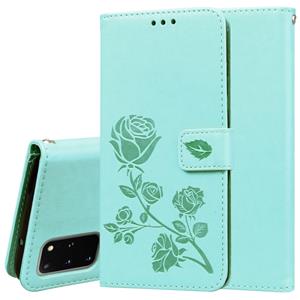 huismerk Voor Galaxy S20 Plus Rose Embossed Horizontale Flip PU Lederen Case met Holder & Card Slots & Wallet(Groen)