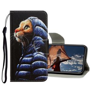 huismerk 3D Gekleurde tekening horizontale flip pu lederen hoes met houder & kaartslots & portemonnee voor iPhone 12 mini(Down Jacket Cat)