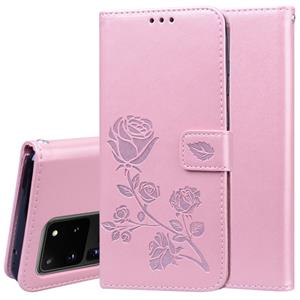 huismerk Voor Galaxy S20 Ultra Rose Embossed Horizontale Flip PU Lederen Case met Holder & Card Slots & Wallet(Rose Gold)