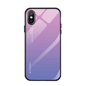 huismerk Voor iPhone XS / X Gradient Color Glass Case (Light Purple)