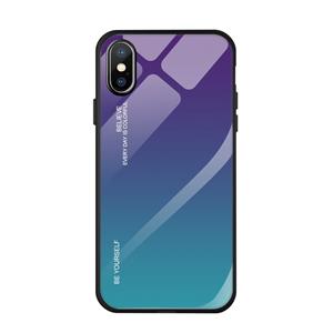 huismerk Voor iPhone XS / X Gradient Color Glass Case(Paars)