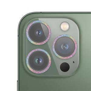 huismerk Glitter ring gehard glazen cameralenfilm voor iPhone 13 Pro / 13 Pro Max