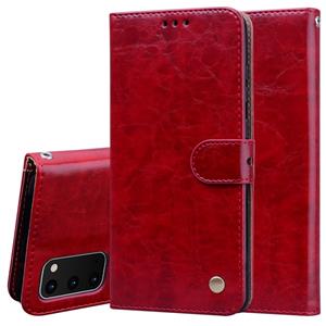 huismerk Voor Galaxy S20 Business Style Oil Wax Texture Horizontal Flip Leather Case met Holder & Card Slots & Wallet(Red)