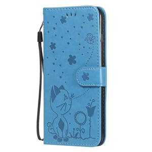 huismerk Voor iPhone 6 Plus Cat Bee Embossing Pattern Shockproof Horizontale Flip Lederen Case met Holder & Card Slots & Wallet(Blauw)