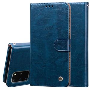 huismerk Voor Galaxy S20 Plus Business Style Oil Wax Textuur Horizontale Flip Lederen Behuizing met Houder & Card Slots & Wallet(Blue)