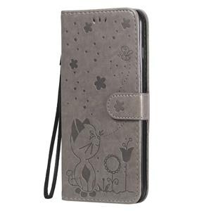 huismerk Voor iPhone 6 Plus Cat Bee Embossing Pattern Shockproof Horizontale Flip Lederen Case met Holder & Card Slots & Wallet(Grijs)