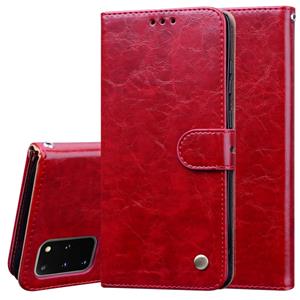 huismerk Voor Galaxy S20 Plus Business Style Oil Wax Textuur Horizontale Flip Lederen Behuizing met Houder & Card Slots & Wallet(Red)