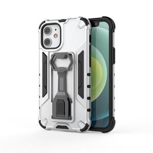 huismerk Peacock Style PC + TPU beschermhoes met flesopener voor iPhone 12 mini(Zilver)