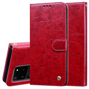 huismerk Voor Galaxy S20 Ultra Business Style Oil Wax Texture Horizontal Flip Leather Case met Holder & Card Slots & Wallet(Red)