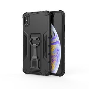 huismerk Peacock Style PC + TPU beschermhoes met flesopener voor iPhone XS Max(Zwart)