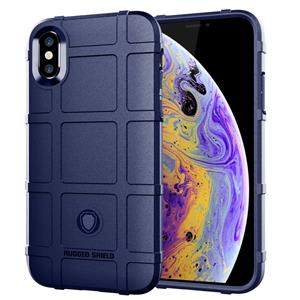 huismerk Volledige dekking schokbestendig TPU Case voor iPhone XS (blauw)