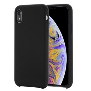 Huismerk Four Corners volledige dekking Liquid silicone case voor iPhone XR (zwart)