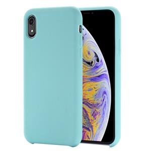 huismerk Vier hoeken volledige dekking vloeibare siliconen case voor iPhone XR (Baby Blue)