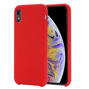 Huismerk Four Corners volledige dekking Liquid silicone case voor iPhone XR (rood)