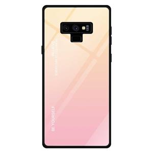 huismerk Voor Galaxy Note 9 Gradient Color Glass Case(Geel)