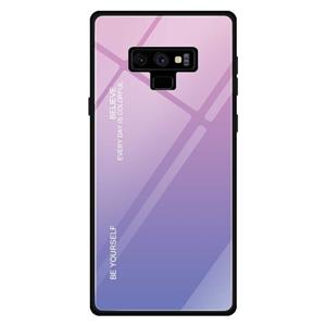 huismerk Voor Galaxy Note 9 Gradient Color Glass Case (Light Purple)