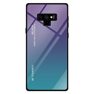 huismerk Voor Galaxy Note 9 Gradient Color Glass Case(Paars)