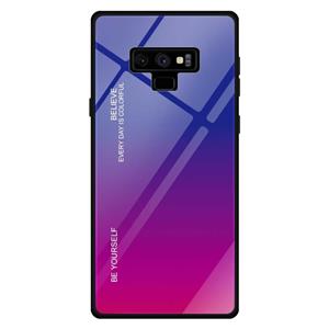 huismerk For Galaxy Note 9 Gradient Color Glass Case(Red Blue)