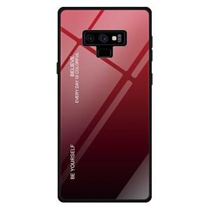 huismerk Voor Galaxy Note 9 Gradient Color Glass Case(Rood)