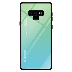 huismerk Voor Galaxy Note 9 Gradient Color Glass Case (Sky Blue)