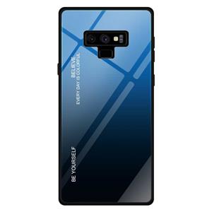 huismerk Voor Galaxy Note 9 gradiënt kleur glas geval (blauw)