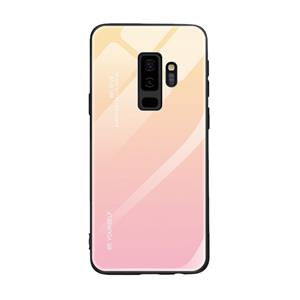 huismerk For Galaxy S9 Gradient Color Glass Case(Yellow)