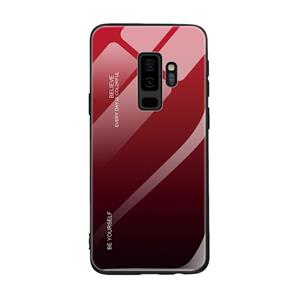 huismerk Voor Galaxy S9 Gradient Color Glass Case(Rood)