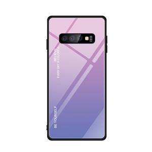 huismerk Voor Galaxy S10 Gradient Color Glass Case (Light Purple)