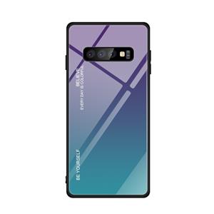 huismerk For Galaxy S10 Gradient Color Glass Case(Purple)