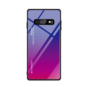 huismerk Voor Galaxy S10 Gradient Color Glass Case (Rood blauw)