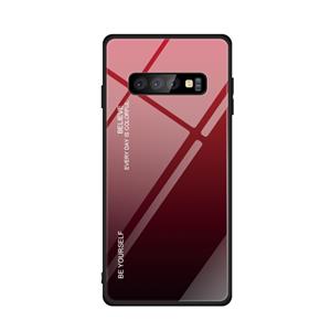 huismerk Voor Galaxy S10 Gradient Color Glass Case(Rood)