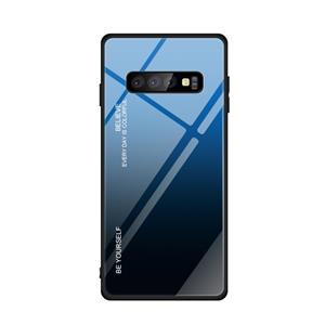 huismerk Voor Galaxy S10 gradiënt kleur glas geval (blauw)