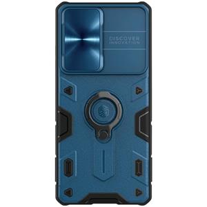 Voor Samsung Galaxy S21 Ultra 5G NILLKIN Schokbestendige CamShield Armor Beschermhoes met Onzichtbare Ringhouder (Blauw)