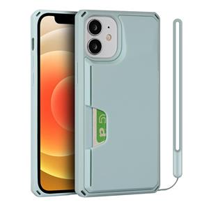 huismerk Armor Shockproof TPU + PC hard case met kaart slot houder funtion voor iPhone 12 mini (lichtblauw)