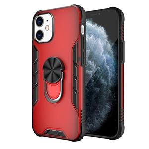 huismerk Voor iPhone 12 mini Magnetic Frosted PC + Matte TPU Schokbestendige case met ringhouder(China Red)