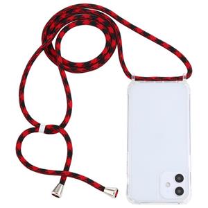 huismerk Transparante acryl airbag schokbestendige telefoon beschermhoes met Lanyard voor iPhone 12 Mini (Rood Zwart)