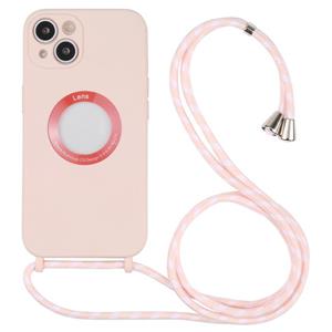 huismerk Acryl uitgehold telefoonhoesje met lanyard voor iPhone 13 mini