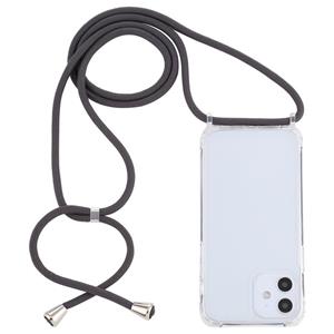 huismerk Transparante acryl airbag schokbestendige telefoon beschermhoes met Lanyard voor iPhone 12 Mini (Donkergrijs)