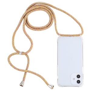 huismerk Transparante acryl airbag schokbestendige telefoon beschermhoes met Lanyard voor iPhone 12 Mini (Yellow Rainbow)