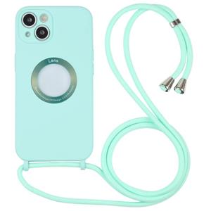 huismerk Acryl-uitgehold telefoonhoesje met lanyard voor iPhone 13 mini